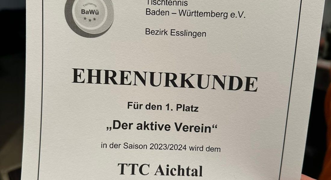 TTC: Der „aktivste Verein“ im Bezirk Esslingen!